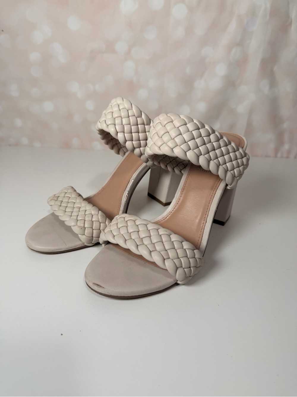 STEVE MADDEN Braided Strap Block Heel Mules “TANGLE”